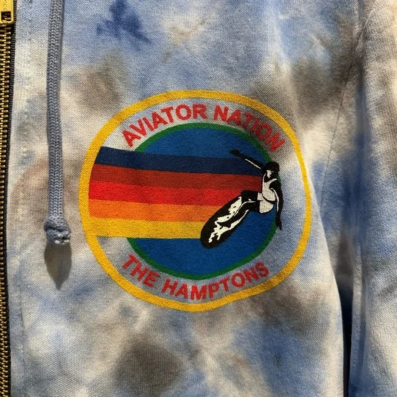 Aviator Nation Hamptons Logo Tie-Dye Full Zip Hoodie size small